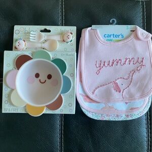 NWT carter’s 3 piece bibs and feeding set